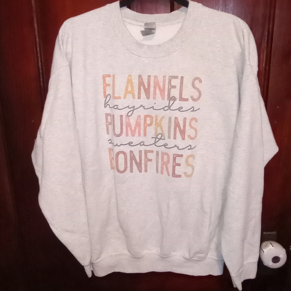 ☀️ Bundle Optional Item - 3 Items☀️Gilda Heavy Blend Autumn Text Gray Sweatshirt